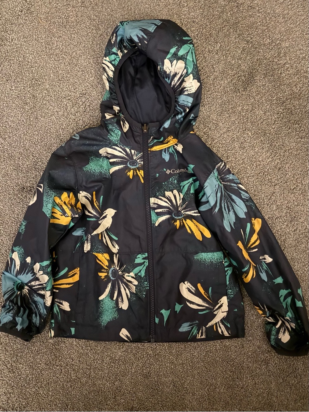 Columbia Girls' Floral Hooded rain Jacket